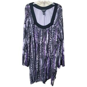 Lane Bryant Purple/Black Square Neck Sweater Tunic Size 26/28